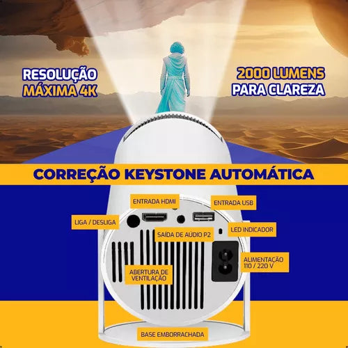 Projetor Portátil HY3OO Pro 4K